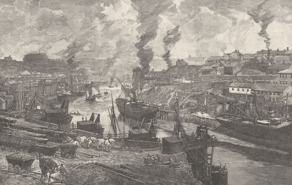 DURHAM. Looking up the River, Sunderland 1901 old antique print picture